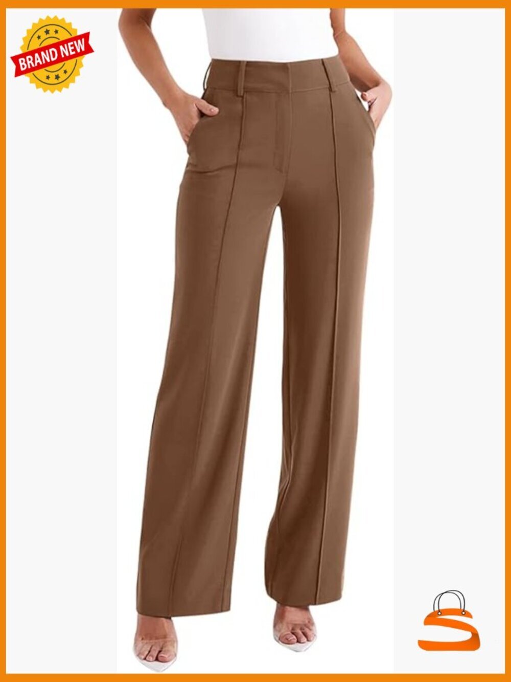 High Waisted Wide Leg Dressy Trousers with Pockets